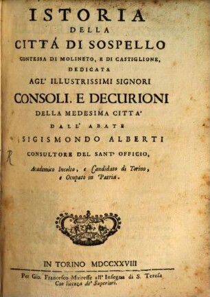 Istoria della citta di Sospello