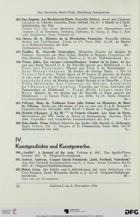 Kunstgeschichte und Kunstgewerbe (Nr. 290-408)