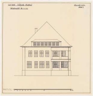 Umbau eines Landhauses Monatskonkurrenz Februar 1933: Aufriss Westansicht 1:100; Maßstabsleiste