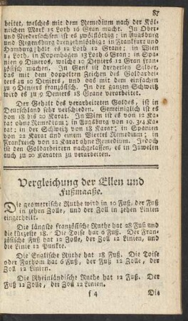 Vergleichung der Ellen und Fußmaaße