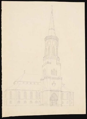 Stadtpfarrkirche St. Maria, Bunzlau Turm: Perspektivische Ansicht der Kirche (Turm Projekt 3)