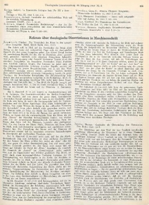 Referate über theologische Dissertationen in Maschinenschrift
