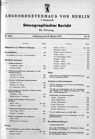 Nr. 19 (84), 22. Oktober 1970