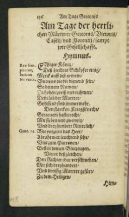 Am Tage der herrlichen Märtyrer Gereonis/ Victoris/ Cassii/ und Florentii/ sampt irer Gesellschafft.