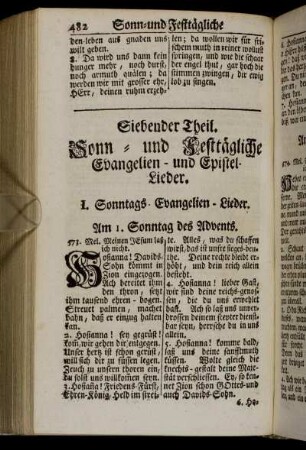 Siebender Theil. Sonn- und Festtägliche Evangelien- und Epistel-Lieder