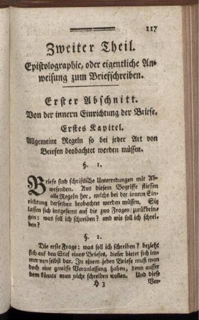 Zweiter Theil. Epistolographie, oder eigentliche Anweisung zum Briefschreiben