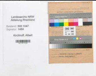 Entnazifizierung Albert Kirchhoff , geb. 08.10.1886 (Lehrer)