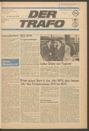 TRO-Betriebszeitung 'Der Trafo'; Nr. 51/1974 (30. Dezember 1974)