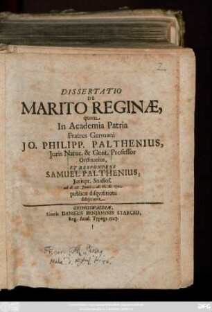 Dissertatio De Marito Reginæ