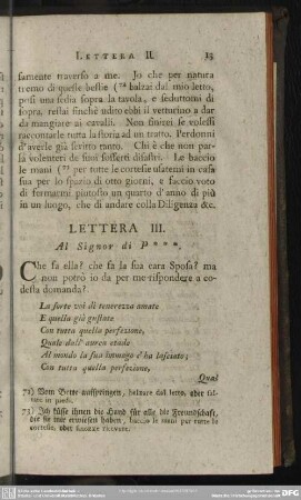 Lettera III. Al Signor di P***