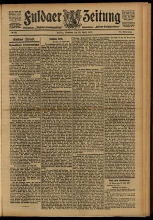 Erste Ausgabe vom Samstag, den 20. April 1907.