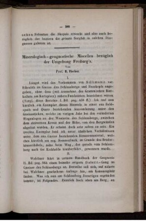 Mineralogisch-geognostische Miscellen bezüglich der Umgebung Freiburg's.