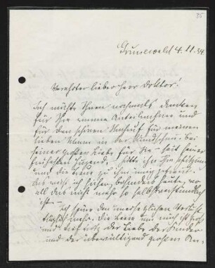 Brief von Hedwig Fischer an Gerhart Hauptmann