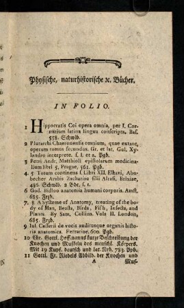 1-127, Physische, naturhistorische Bücher.