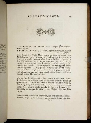 Clodius. Macer. [ ... mit Abbildungsbeschreibung].