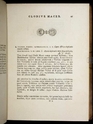 Clodius. Macer. [ ... mit Abbildungsbeschreibung].