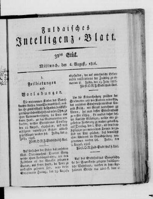 32tes Stück, Ausgabe vom 6. August 1806