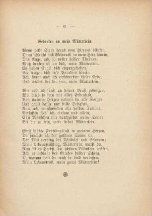 Gedenken an mein Mütterlein
