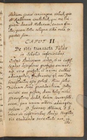 Caput II De Vita transacta Fuldae in Scholis inferioribus.