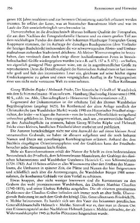 Röpke, Georg-Wilhelm ; Fricke, Helmuth :: Der historische Friedhof Wandsbek mit dem Schimmelmann-Mausoleum, (Heinevetter Dokumentationen) : Hamburg, Heinevetter, 1998