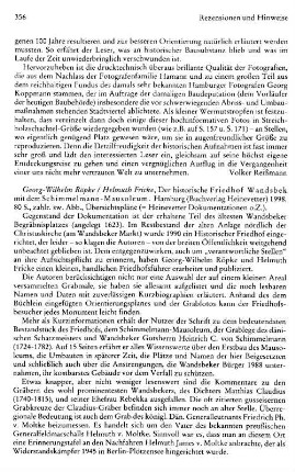 Röpke, Georg-Wilhelm ; Fricke, Helmuth :: Der historische Friedhof Wandsbek mit dem Schimmelmann-Mausoleum, (Heinevetter Dokumentationen) : Hamburg, Heinevetter, 1998