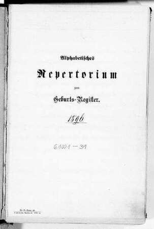 Alphabetisches Namenverzeichnis zum Geburtsregister Bautzen