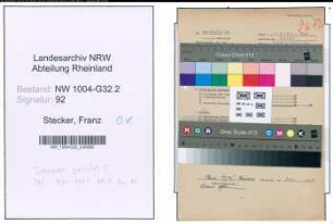 Entnazifizierung Franz Stecker , geb. 08.09.1902 (Zollbeamter)
