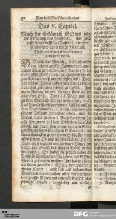Das V. Capitel. Nach der Erkäntniß GOttes folget die Erkäntniß des Menschen...