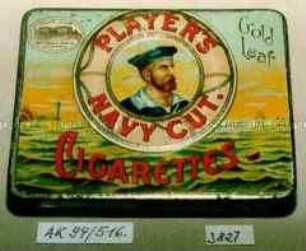 Blechdose für "PLAYER'S NAVY CUT. Gold Leaf CIGARETTES"