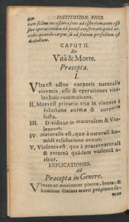 Caput II. De Vita & Morte.