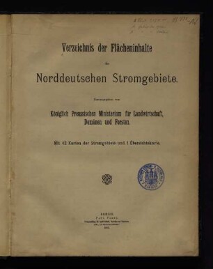 Karte: Verzeichnis der Flächeninhalte der Norddeutschen Stromgebiete
