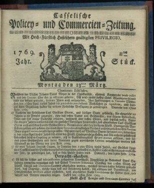 11tes Stueck, Montag den 13ten Maertz 1769