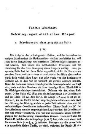 l. SCHWINGUNGEN EINER GESPANNTEN SAITE. - §. 74. Ableitung der partiellen Differentialgleichungen