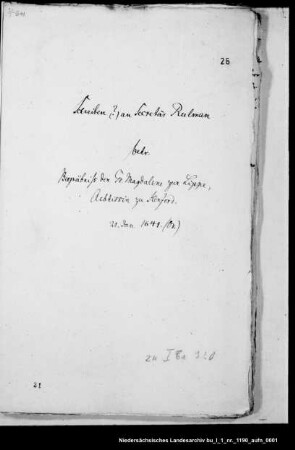 Begräbnis der Gräfin Magdalene zur Lippe, Äbtissin zu Herford