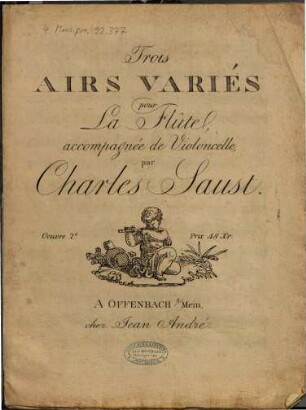 Trois airs variés : pour la flûte, accompagnée de violoncelle ; oeuvre 2d