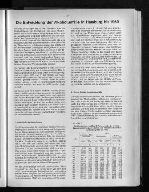 Die Entwicklung der Alkoholunfälle in Hamburg bis 1969