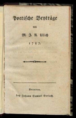 Poetische Beyträge