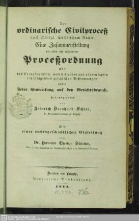 1: Der ordinarische Civilproceß nach Königl. Saechsischem Rechte ...