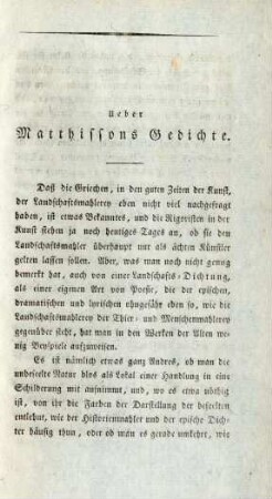 Ueber Matthissons Gedichte