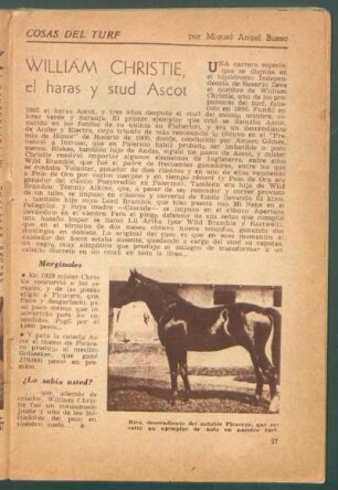 William Christie, el haras y stud Ascot : Cosas del turf