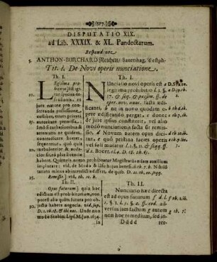 Disputatio XIX. ad Lib. XXXIX. - XL. Pandectarum