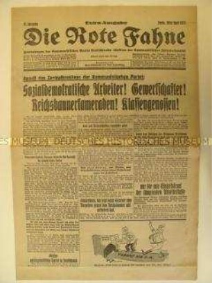 Sonderausgabe der kommunistischen Tageszeitung "Die Rote Fahne" zu den Landtagswahlen in Preußen und anderen Ländern am 24. April 1932