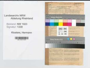 Entnazifizierung Hermann Kloeters , geb. 01.05.1902 (Lehrer)