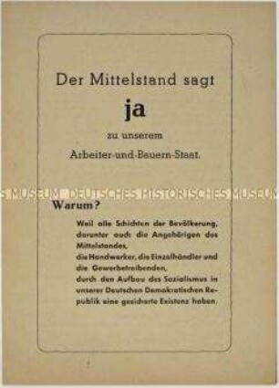 Flugschrift der Nationalen Front, Kreisausschuss Sternberg, zur Volkskammerwahl am 16. November 1958