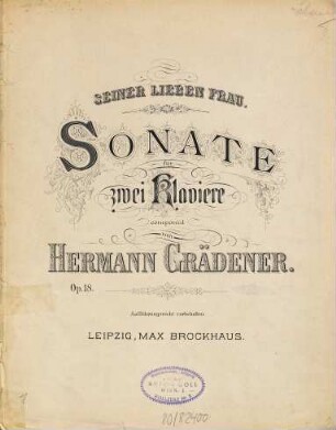 Sonate für zwei Klaviere : Op. 18