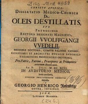 Dissertatio Medico-Chimica De Oleis Destillatis