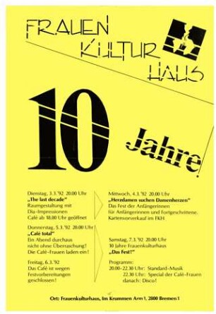 Zehn [10] Jahre Frauenkulturhaus
