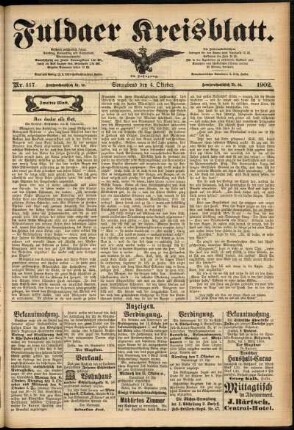 Zweite Ausgabe vom Samstag, den 04. Oktober 1902.