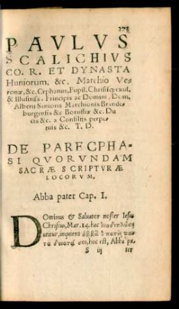 Paulus Scalichius ... De Parecphasi Quorundam Sacrae Scripturae Locorum.
