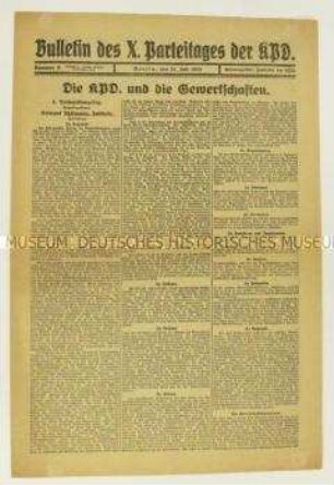 Sonderdruck der KPD zum X. Parteitag 1925